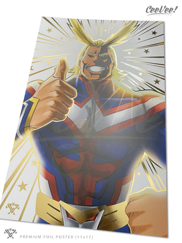 All Might Premium Gold Foil Poster - 11" x 17"