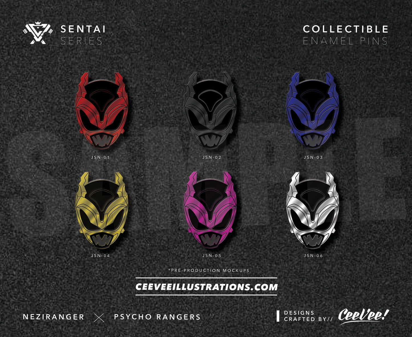 JSN-SET Psyborg Squad - Soft Enamel Collectible Pin Set (6 pins)