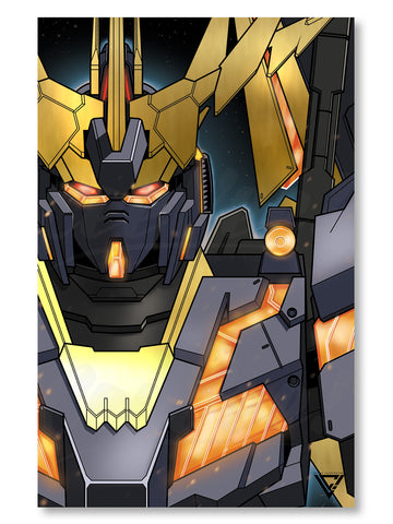Unicorn Gundam 02 Banshee Premium Gold Foil Poster - 11" x 17"
